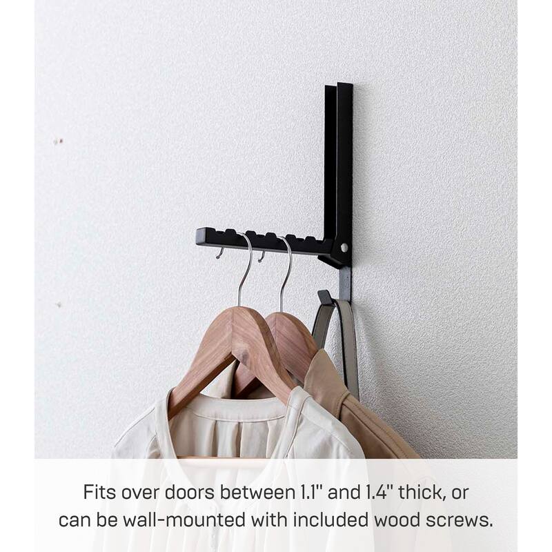 Yamazaki Home Over-the-Door Hook, Steel, 2-Hook, Holds 15.4 lbs - L 8.07 x W 0.79 x H 9.25 inches