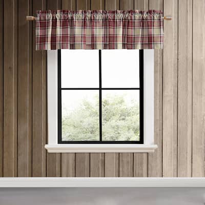 Eddie Bauer Edgewood Plaid Red Pole Top Window Valance - 86 x 15