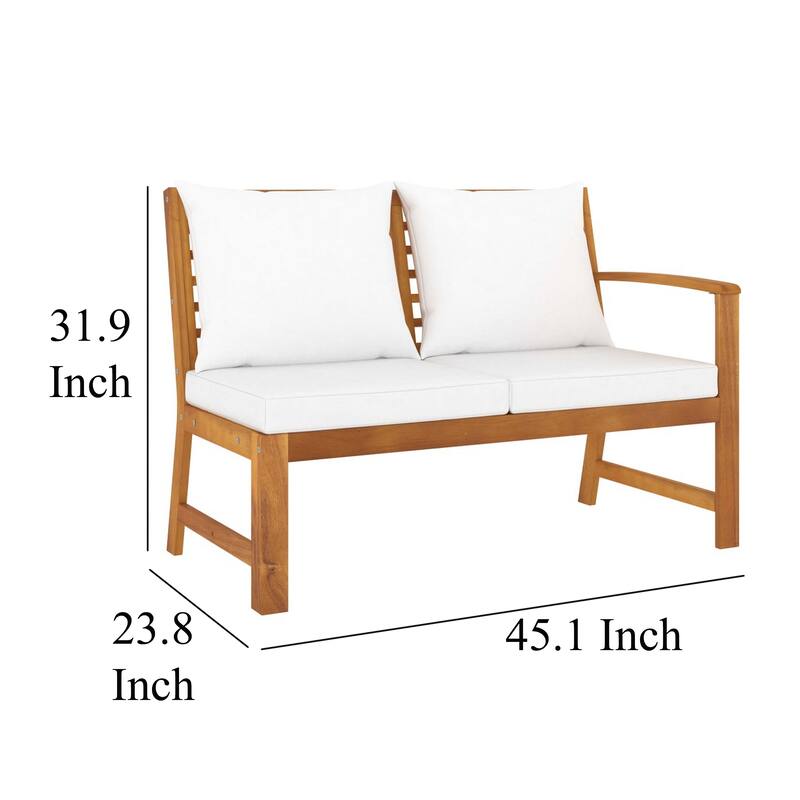 9pc Outdoor Patio Modular Sofa Set w Table, Solid Acacia Wood, White