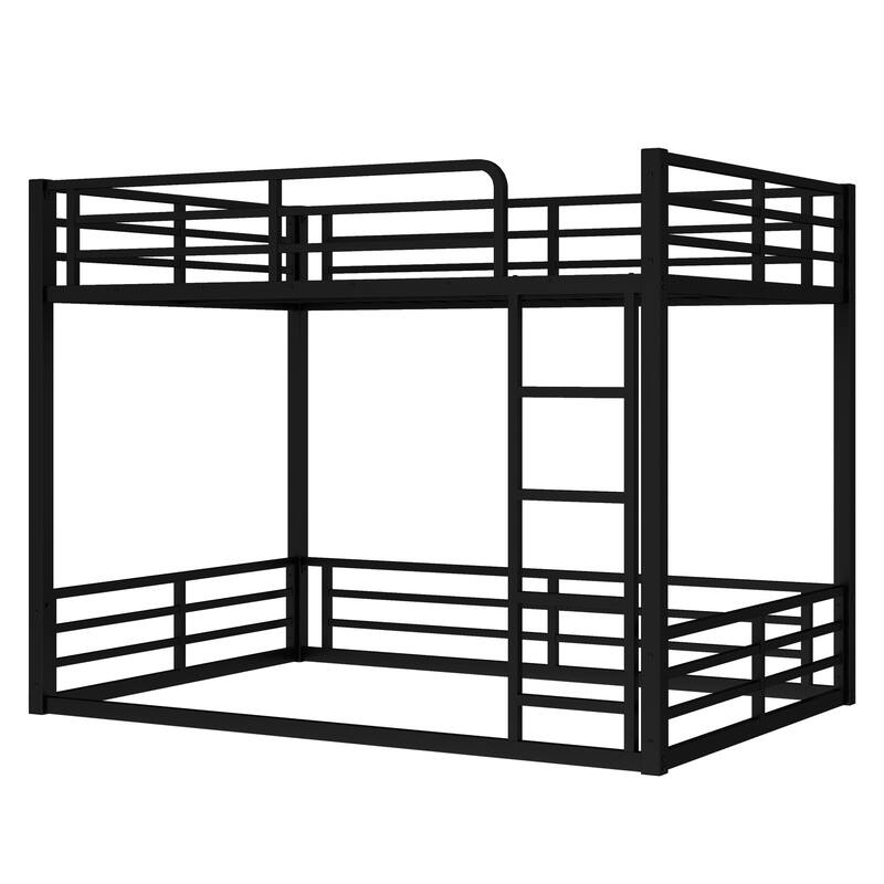 Full Over Full Metal Bunk Bed, Space-Saving, Heavy-Duty, Noise-Reduced, Black