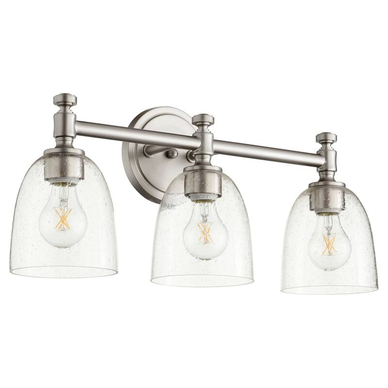 Quorum International Rossington 3 Light 22" Wide Vanity Light - Satin Nickel / Clear Seeded
