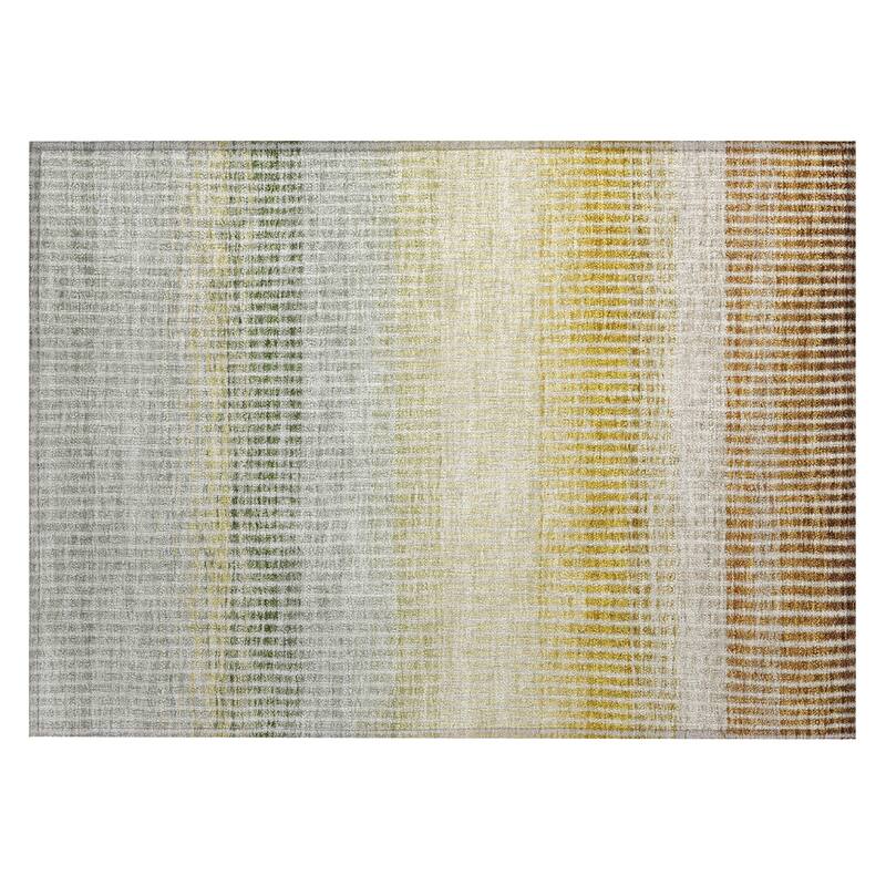 Machine Washable Indoor/ Outdoor Contemporary Stripes Chantille Rug