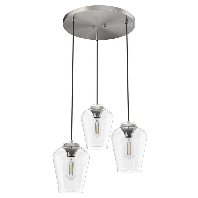 Hunter Vidria 3-Light Cluster Ceiling Light - Kitchen Island, Dining Room - Contemporary, Transitional