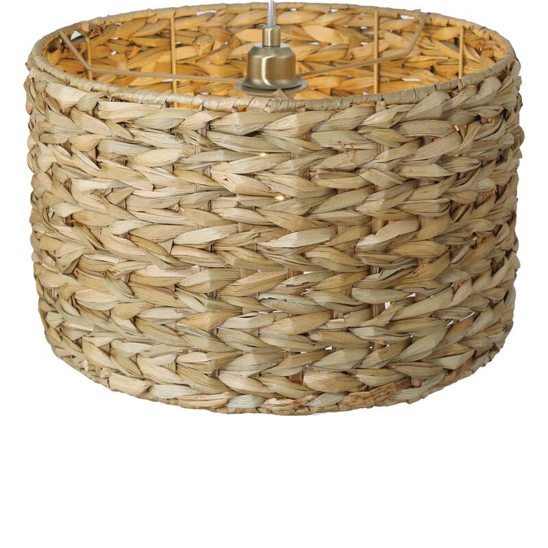 Bella Metal and Handwoven Wicker Drum Ceiling Light - 16.0"L x 16.0"W x 10.0"H