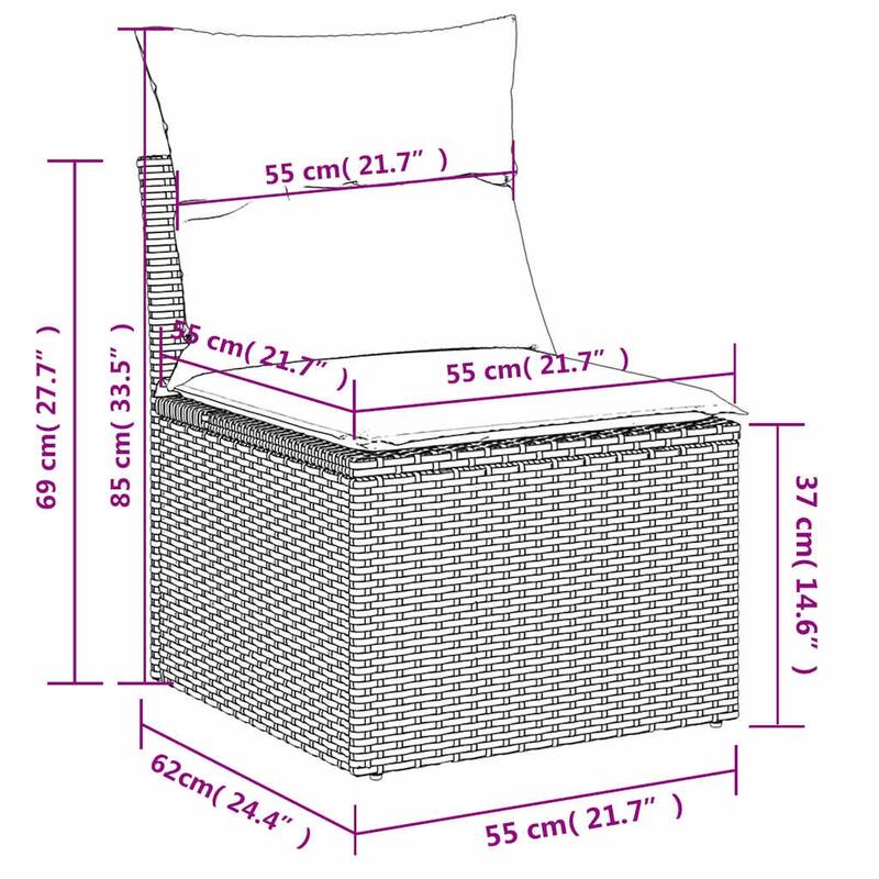 vidaXL 8 Piece Patio Sofa Set with Cushions Gray Poly Rattan
