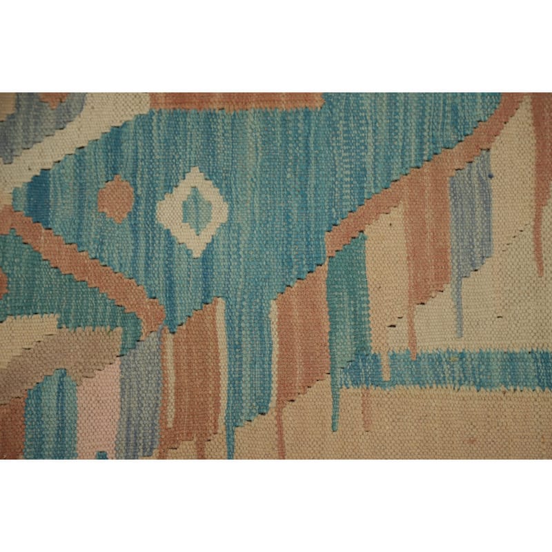 Hand Woven Oriental 100% Wool Carpet Southwestern Tribal Multi-Colored Kilim Area Rug - 6' 3'' X 4' 2''