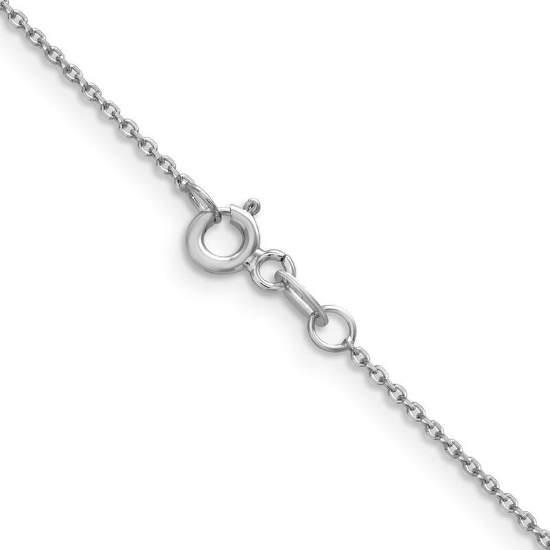 Curata 14k White Gold 1.05mm Diamond Cut Rolo Chain Necklace (Spring Ring)