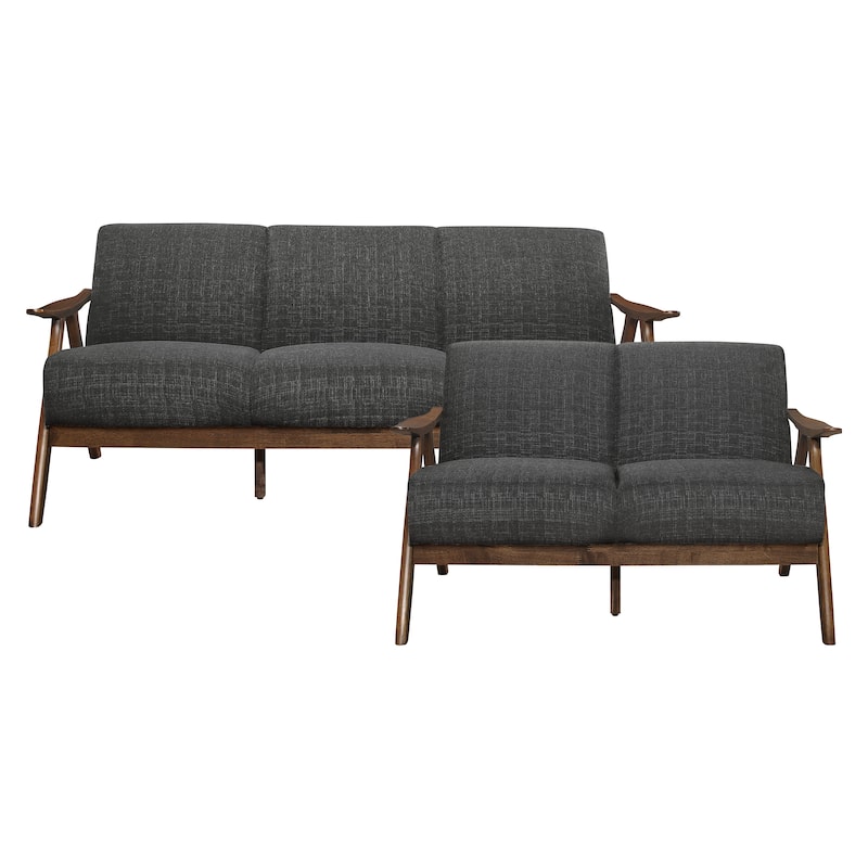 Levine 2-Piece Retro Living Room Sofa Set - Dark Grey
