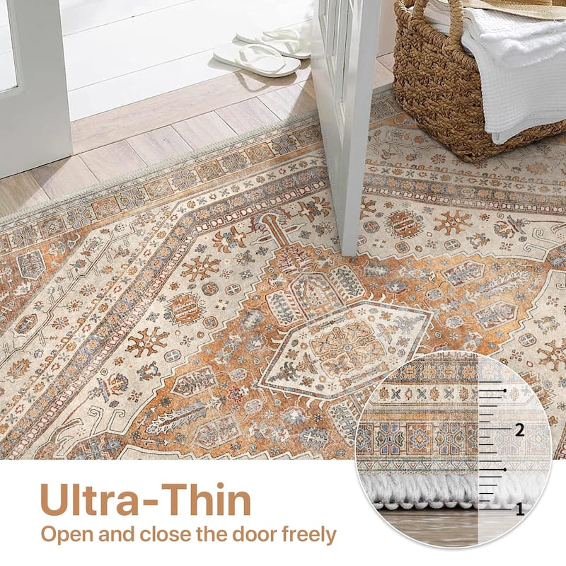 Mcow Everyday Comfort Neutral Low Pile Washable Non-Slip Area Rug