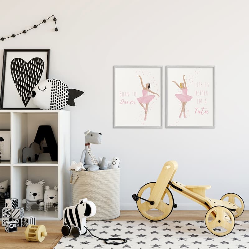 Stupell Inspiring Ballerina Sentiments Framed Giclee Art Design By Chen Alyesh (Set of 2)