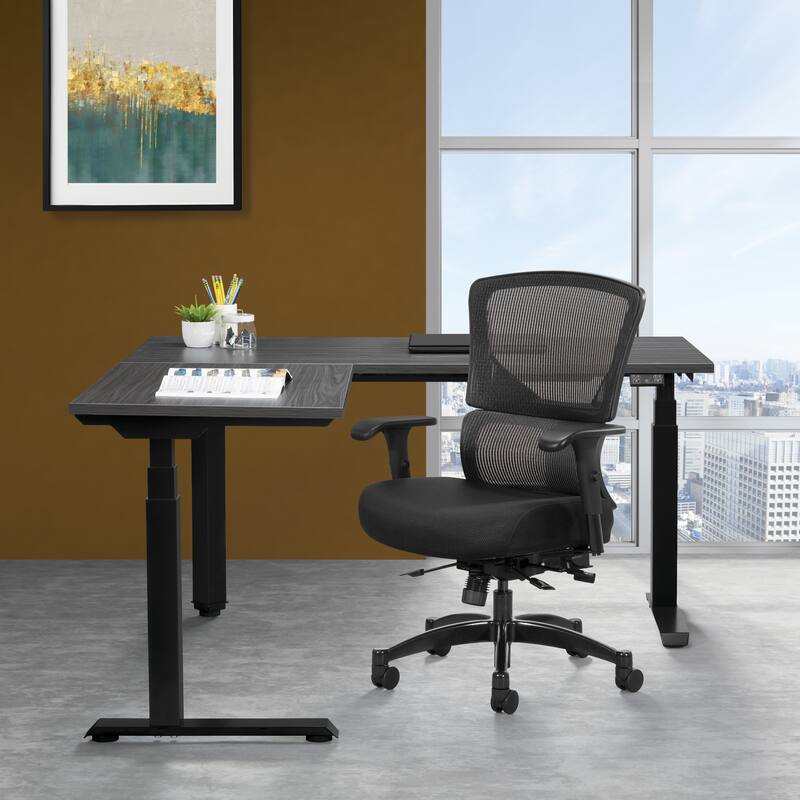 Big & Tall Vertical Managers Chair - Black Back with Black Mesh Seat