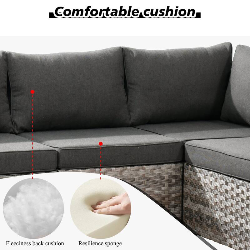 XIZZI 13-piece Patio Wicker Furniture Wide Armrest Set with Firepit