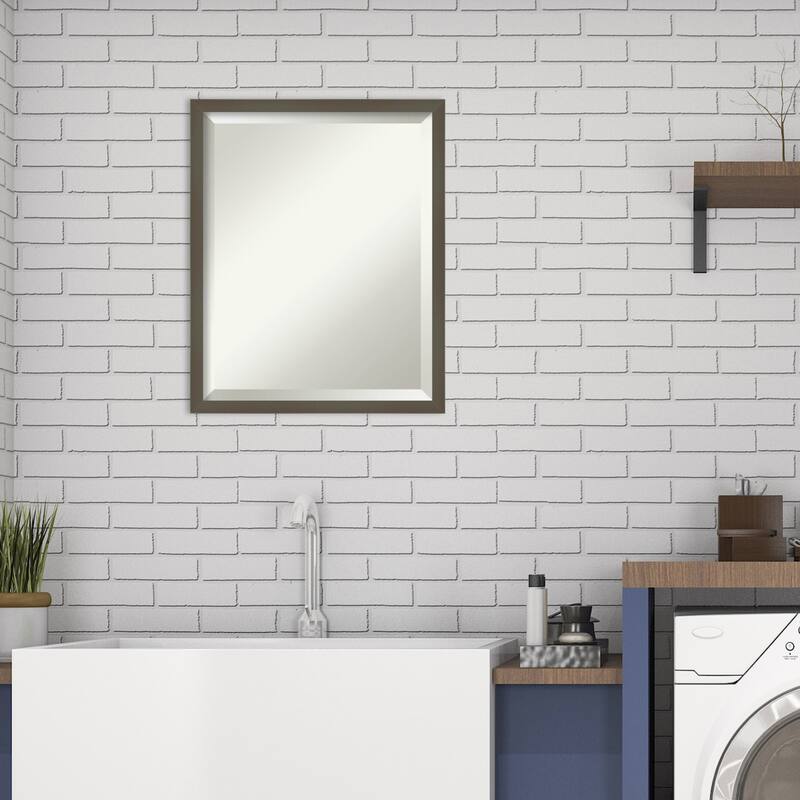 Beveled Wood Bathroom Wall Mirror - Svelte Frame