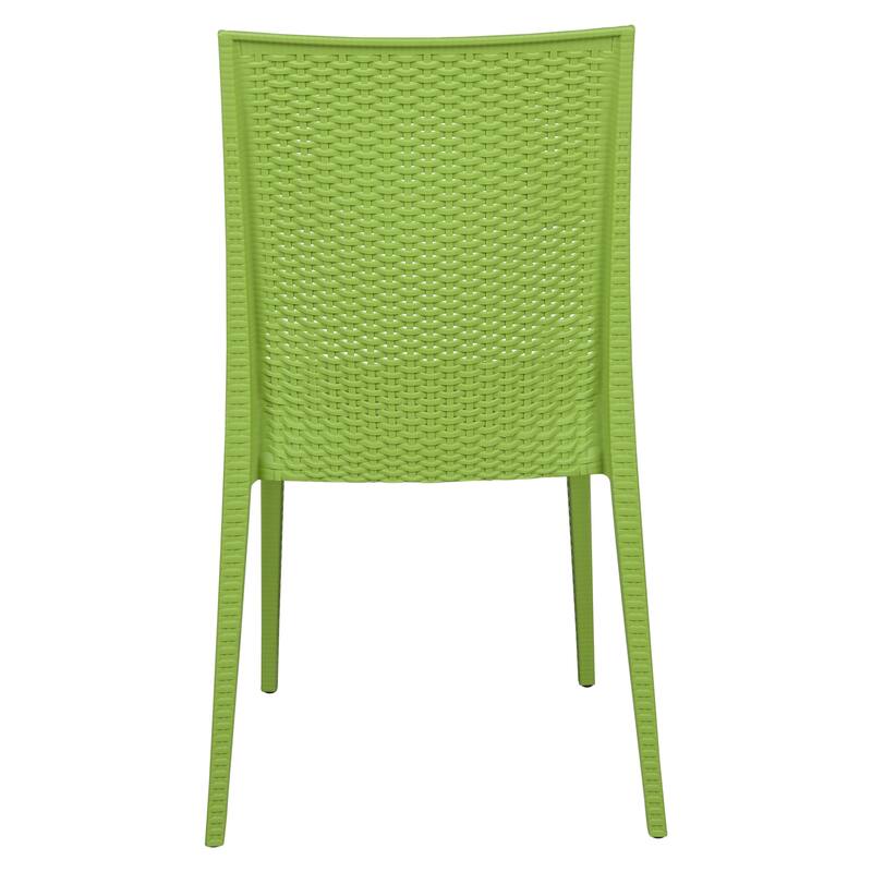 Outdoor Patio Dining Chairs, Set of 4 Stackable Polypropylene Chairs with Woven Design for Garden, Deck, or Pool