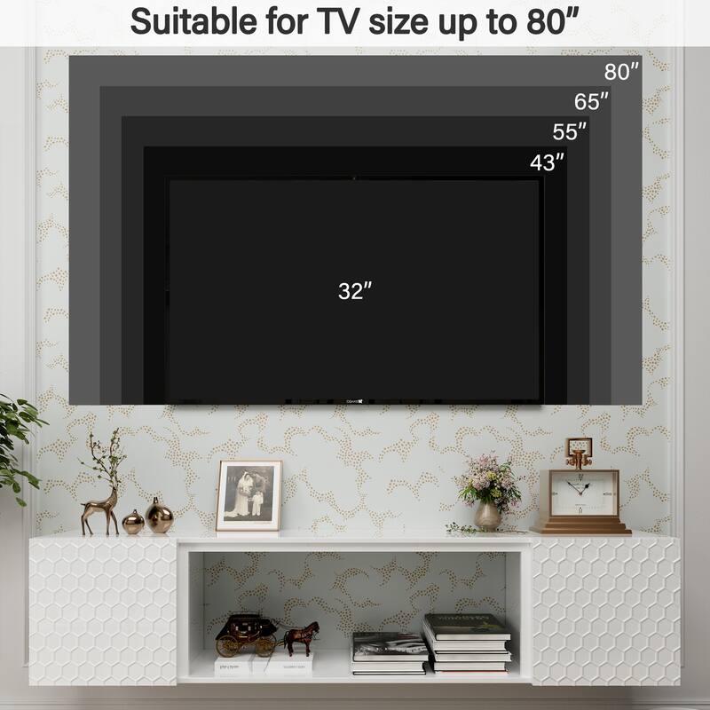 67" Wall Mount Floating TV Stand up to 80 in