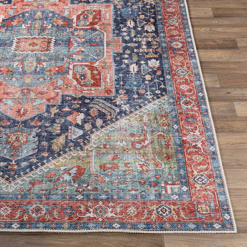 Livabliss Arabella Vintage Medallion Printed Machine Washable Area Rug
