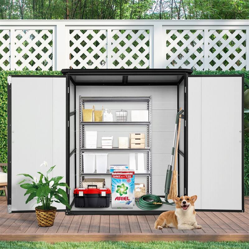 Outdoor Waterproof Plastic Storage Shed with Lockable Doors