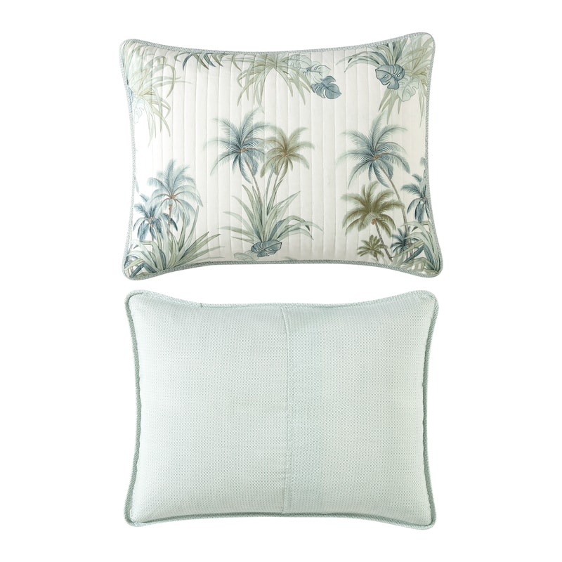 Tommy Bahama Serenity Palms Aqua Cotton Reversible Quilt Collection