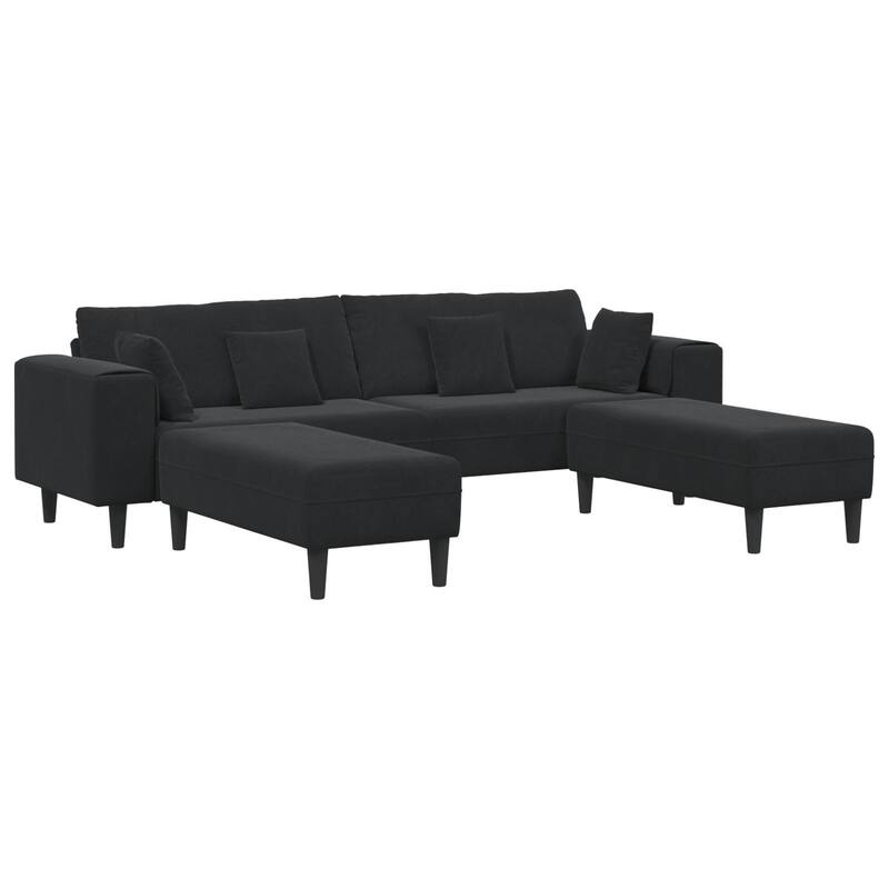 vidaXL Velvet Sofa with Cushion with Pillow Black/Dark Grey 208 cm Velvet