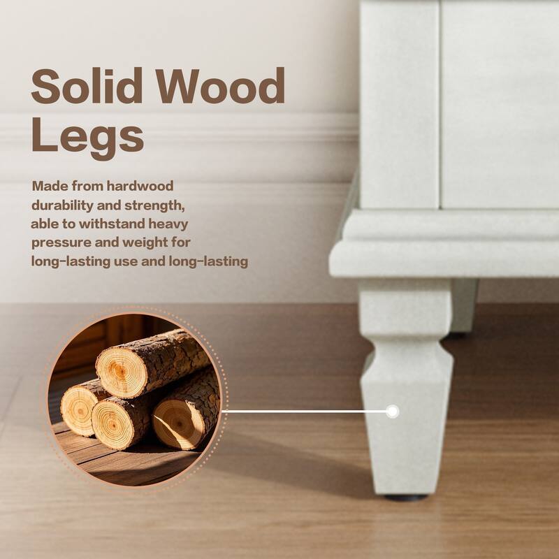 Carved Accent Cabinet Kitchen Pantry Cabinet with Doors, 55" Tall Storage Cabinet with Solid Wood Legs