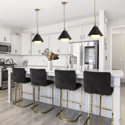 Modern 1-Light Black Gold Cone Pendant Light for Kitchen Island Dining Room - D 11.8'' x H 72.8" Max