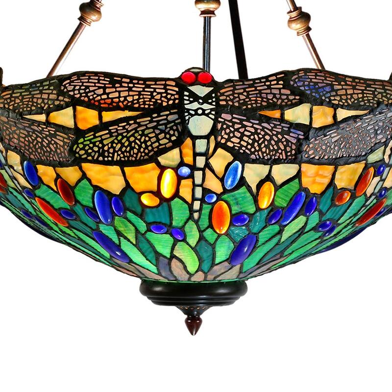 Anacapa Dragonfly Inverted Tiffany Hanging Fixture - Dark Brown