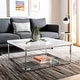 preview thumbnail 2 of 4, SAFAVIEH Malone White/Chrome High Gloss Coffee Table - 35" W x 35" D x 16" H