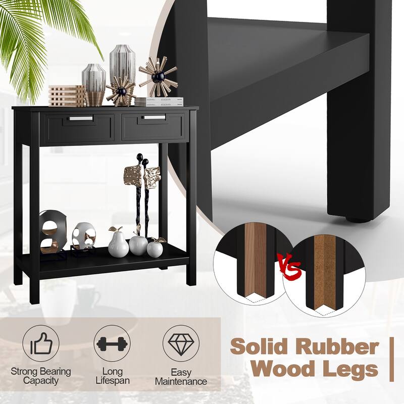 Gymax Narrow Console Table with Drawers Retro Accent Sofa Table w/ - See Details