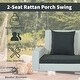 preview thumbnail 21 of 47, 2-Person Wicker Hanging Porch Swing with Chains, Cushion and Pillow
