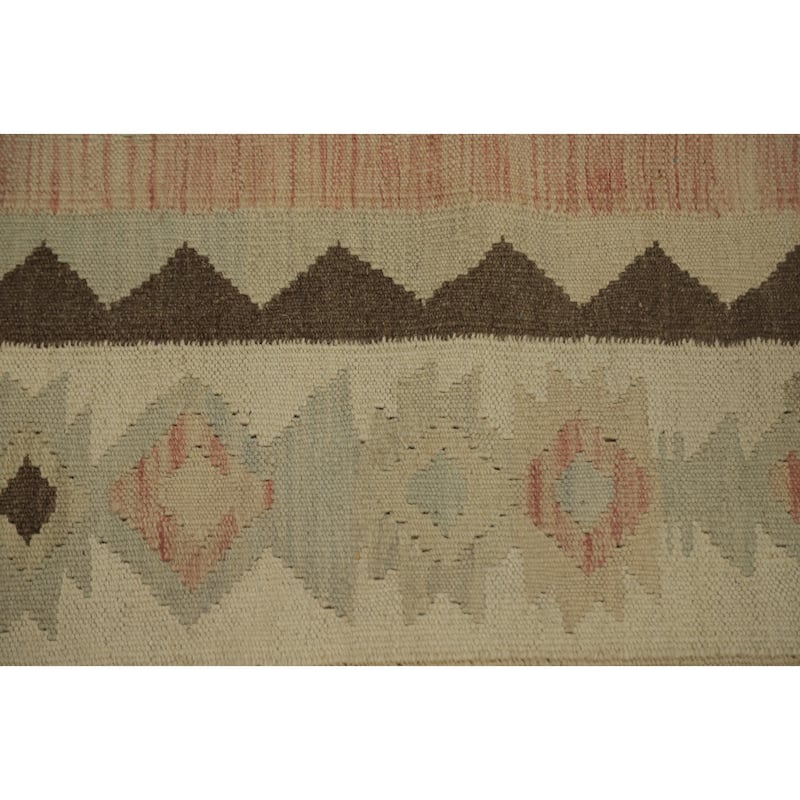 Hand Woven Oriental 100% Wool Carpet Southwestern Tribal Oranges & Rust Kilim Area Rug - 9' 8'' X 6' 6''