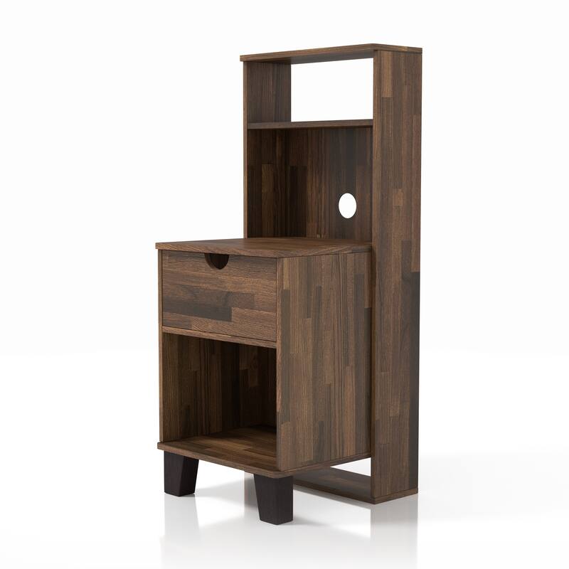 DH BASIC Transitional Compact 3-Shelf Single-Drawer Nightstand by Denhour