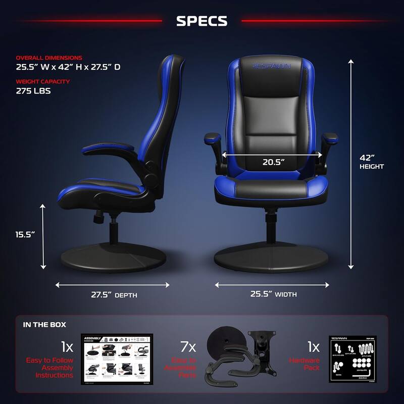 RESPAWN 800 Gaming Chair Floor, Swivel Rocker Gaming Chair, High Back Ergonomic Floor Gaming Chair for Kids and Adults