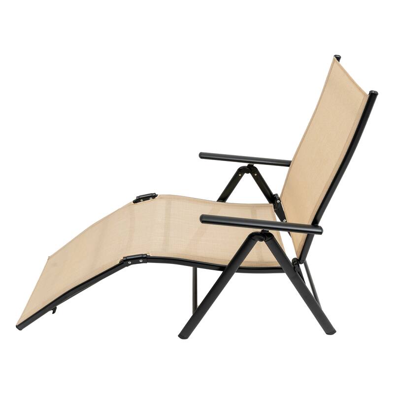 Outdoor Lounge Chaise Single Folding Reclining Chair Textilene Mesh ...