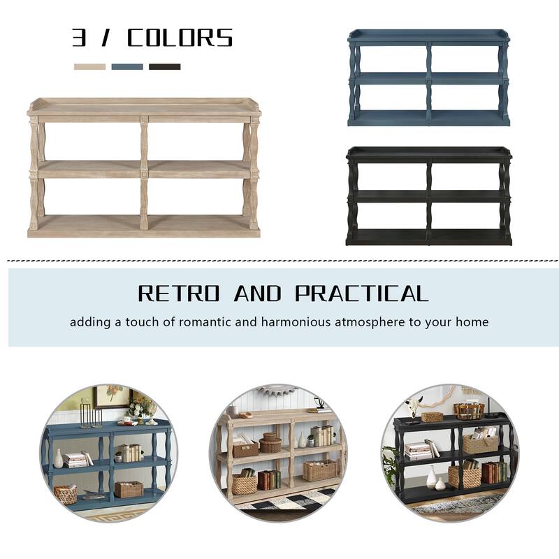 Console Table with 3-Tier Open Storage Spaces