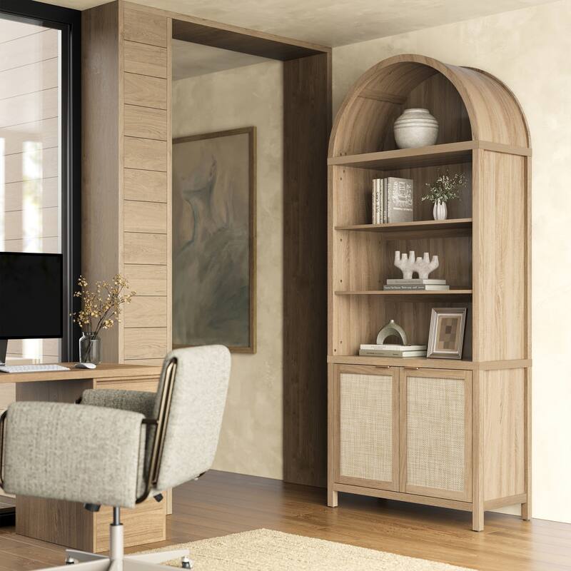 Ingenious Arc - Topped Multifunctional Storage Bookcase - 1-Piece - Beige