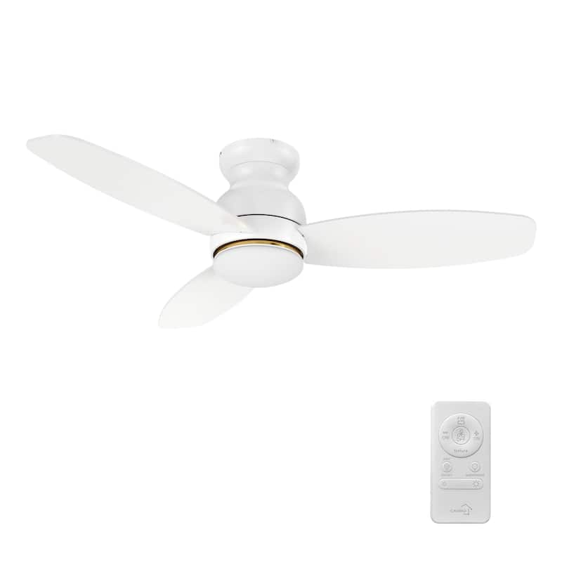 CARRO Reed 48" Indoor Ceiling Fan with Light and Remote - N/A - White