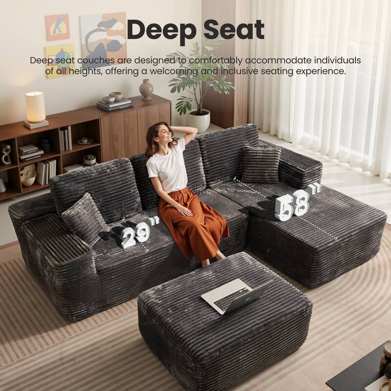 ​​OVIOS Lazy Chaise Lounge Sofa with Ottoman​