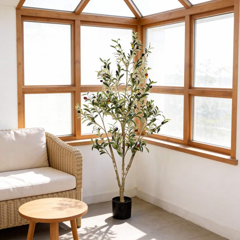 5" Artificial Olive Tree in Black Plastic Pot, 1pc/set