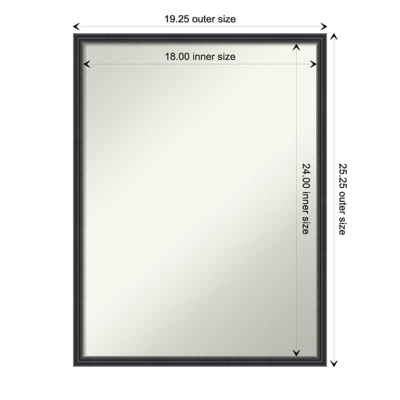Stylish Black Narrow Non-Beveled Wood Framed Bathroom Vanity Wall Mirror - Stylish Black Narrow - Glass Size 18x24