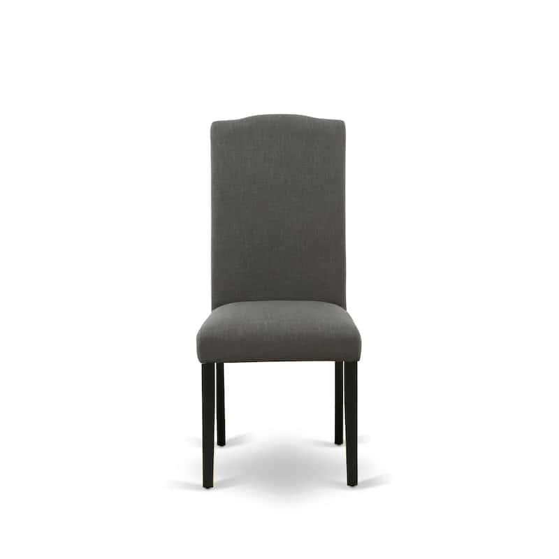 East West Furniture Dining Room Set- a Round Dining Table and Dark Gotham Linen Fabric Chairs, Black (Pieces Option)