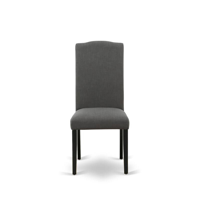East West Furniture Dining Set- Dining Table and Dark Gotham Linen Fabric Chairs, Black(Pieces Options)