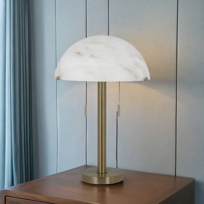 24" Metal Table Lamp with Glass Shade, Brass