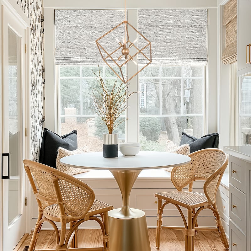 Modern Gold 6-Light Sputnik Chandelier Cube Island Pendant for Kitchen Island Dining Room - W 20" x H 35"