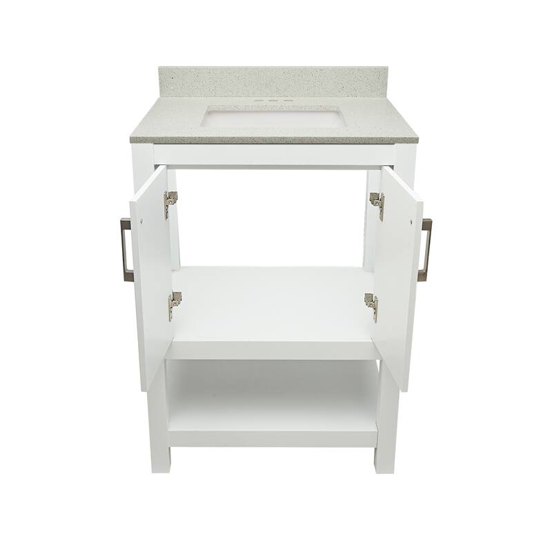 Taos 25" Bathroom Vanity with Cultured Marble Vanity Top Sink in White with White Basin