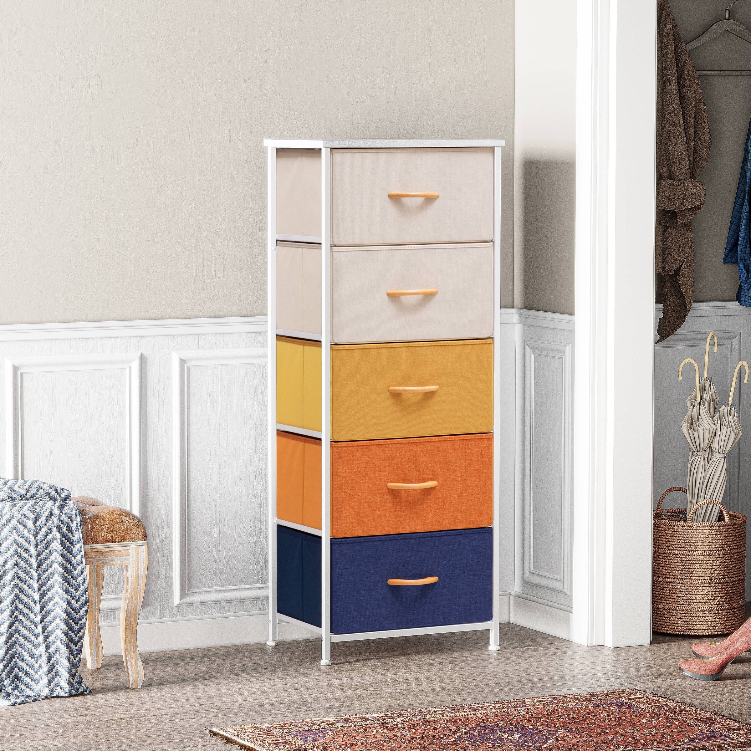 4-Drawer Fabric Dresser - Slim Clothes Storage Organizer with