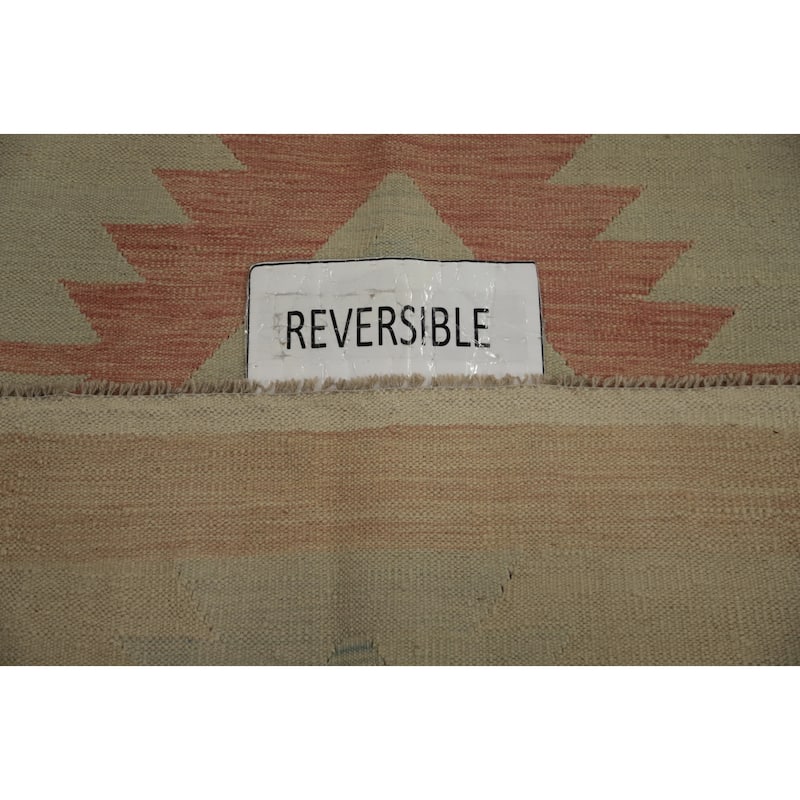 Hand Woven Oriental 100% Wool Carpet Southwestern Tribal Green Kilim Area Rug - 6' 9'' X 4' 10''