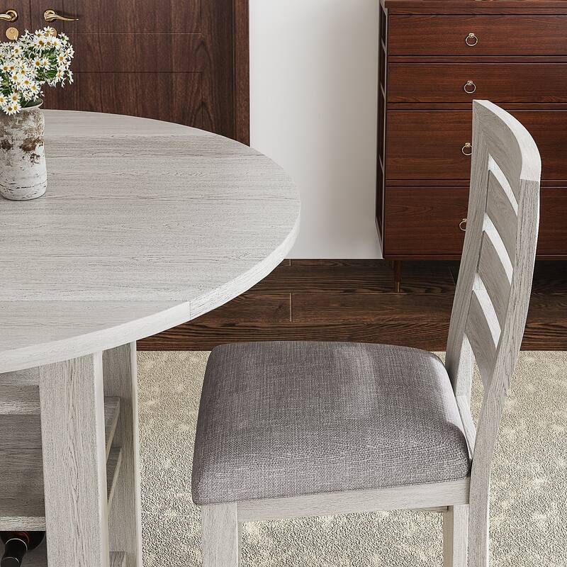 Javlergo Dining Table Set Drop Leaf Kitchen Table and Chairs Set Counter Height Kitchen Island Table Set with Storage