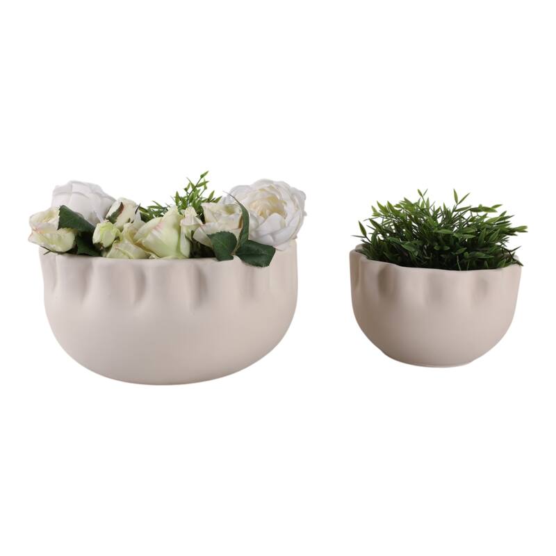 Terracotta Planters Handcrafted Decorative Sculpted Design (Set of 2)