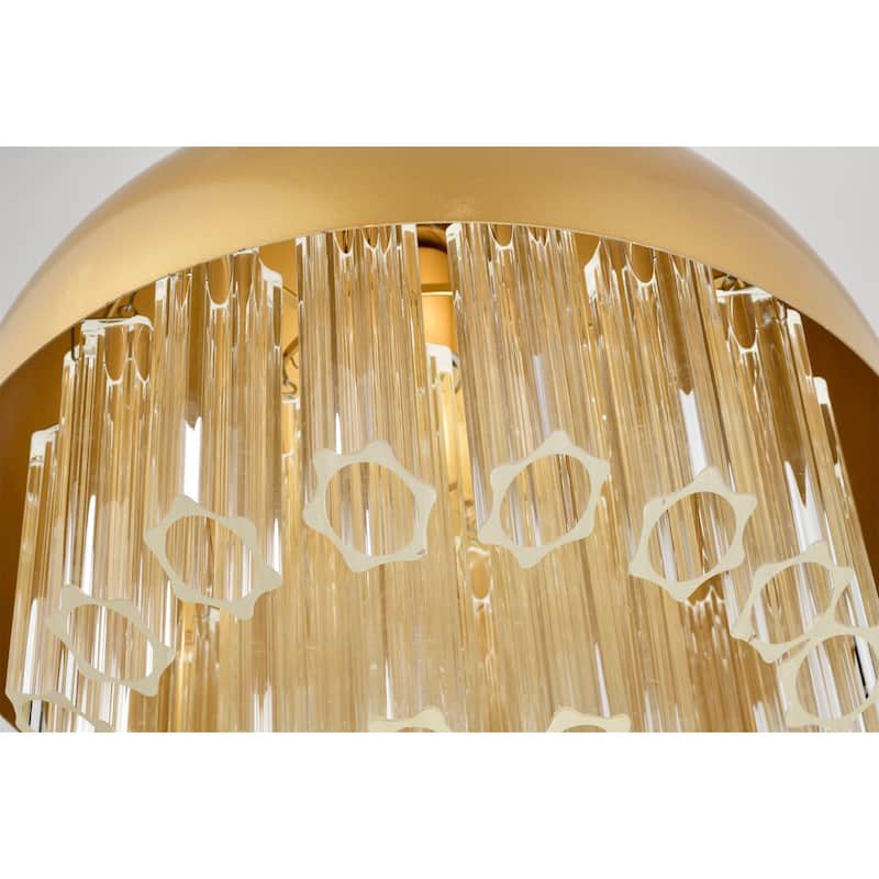 Wiskass 15 Inch Ripped Glass Shade Pendant Lighted Chandelier