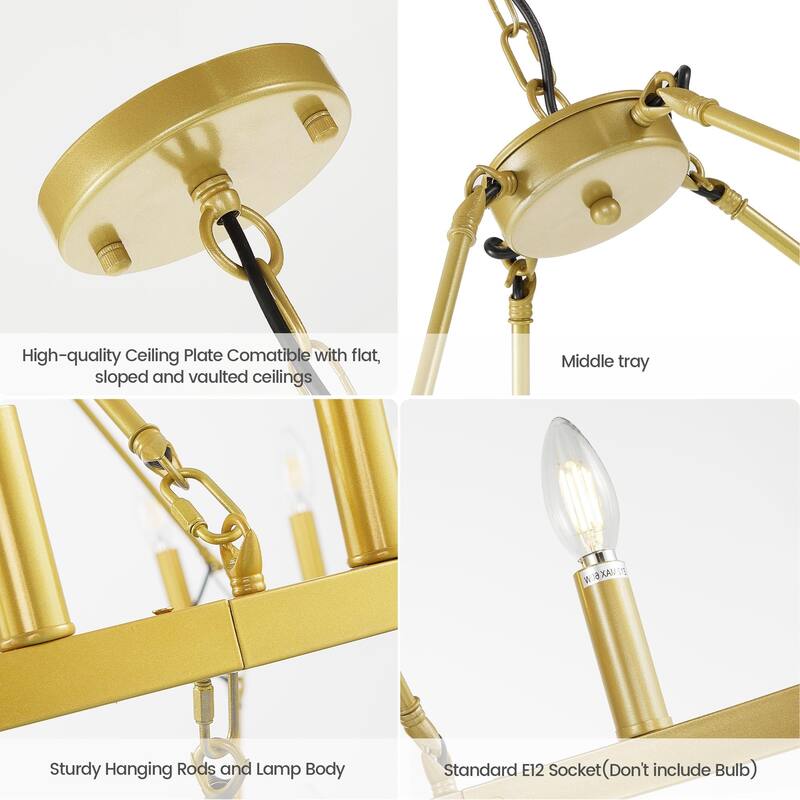 48 - Light Candle Dimmable Two Tiers Wagon Wheel Chandelier--47.09 inch